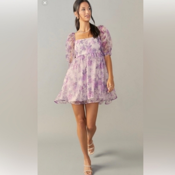 Francesca's Collections Dresses & Skirts - NWOT Francescas x Audrey Parks Penelope Lavender Floral Organza Babydoll Dress S